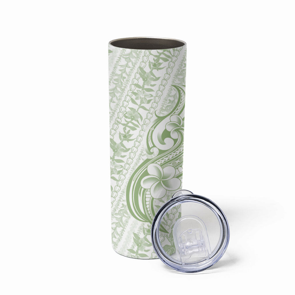 Hawaii Plumeria Lokelani Pikake Lei Skinny Tumbler Oma'oma'o Polynesian Tattoo LT9 - Polynesian Pride
