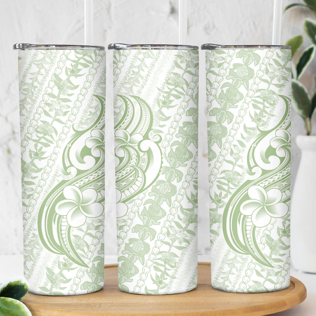 Hawaii Plumeria Lokelani Pikake Lei Skinny Tumbler Oma'oma'o Polynesian Tattoo LT9 - Polynesian Pride