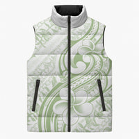 Hawaii Plumeria Lokelani Pikake Lei Sleeveless Puffer Jacket Oma'oma'o Polynesian Tattoo
