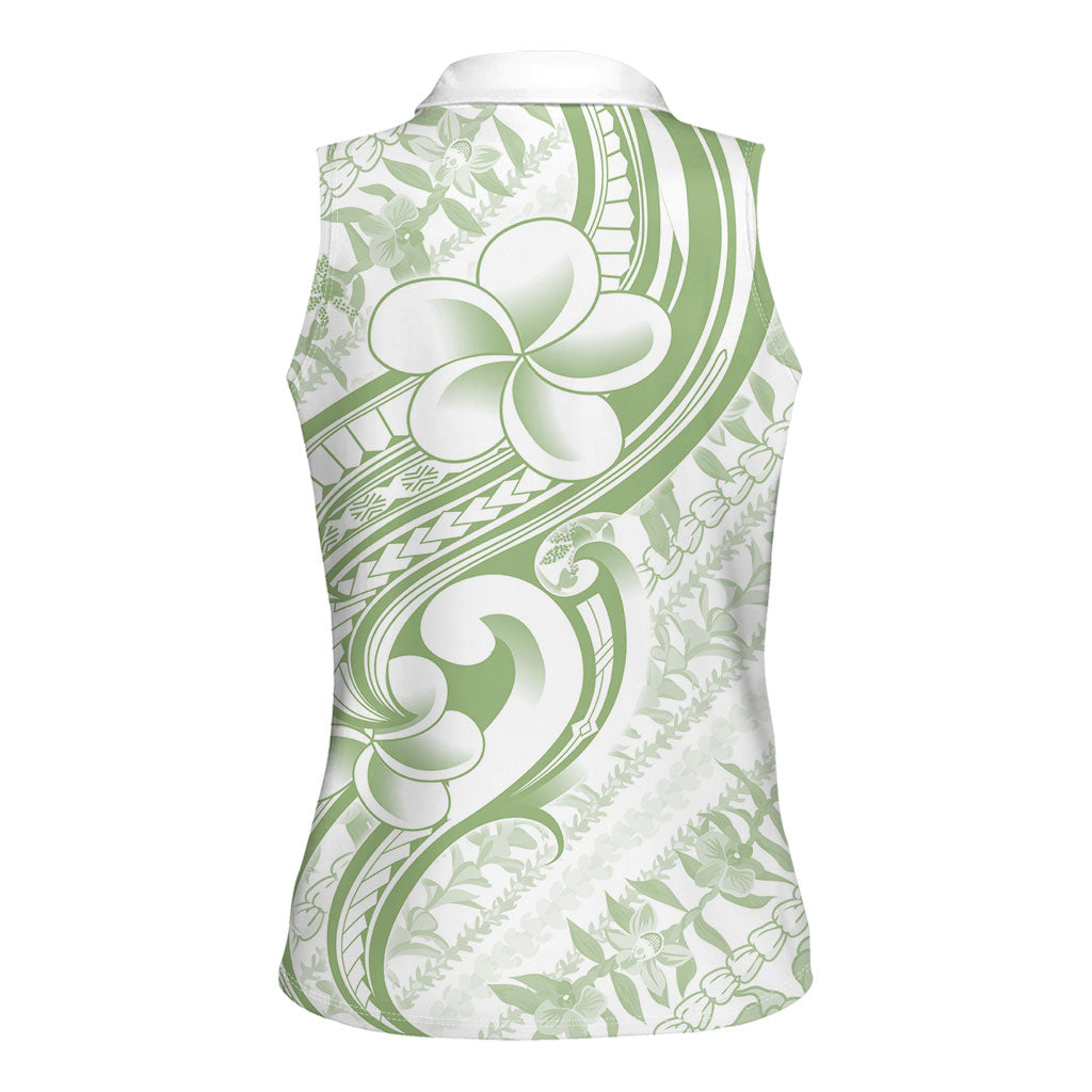 Hawaii Plumeria Lokelani Pikake Lei Women Sleeveless Polo Shirt Oma'oma'o Polynesian Tattoo LT9 - Polynesian Pride