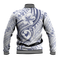Hawaii Plumeria Lokelani Pikake Lei Baseball Jacket Navy Blue Polynesian Tattoo