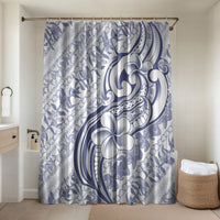 Hawaii Plumeria Lokelani Pikake Lei Bathroom Set Navy Blue Polynesian Tattoo LT9 Shower Curtain Only Navy Blue - Polynesian Pride