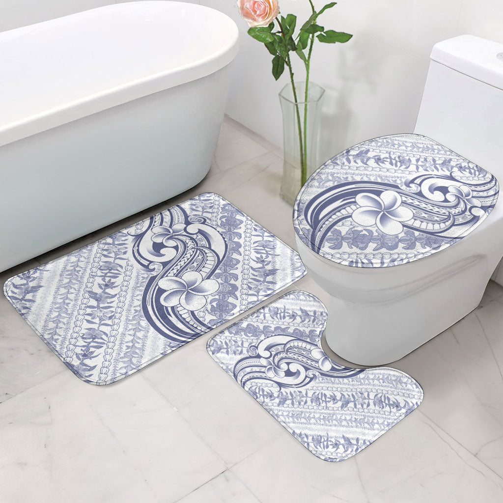 Hawaii Plumeria Lokelani Pikake Lei Bathroom Set Navy Blue Polynesian Tattoo LT9 - Polynesian Pride