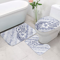 Hawaii Plumeria Lokelani Pikake Lei Bathroom Set Navy Blue Polynesian Tattoo LT9 - Polynesian Pride