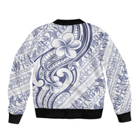 Hawaii Plumeria Lokelani Pikake Lei Bomber Jacket Navy Blue Polynesian Tattoo LT9 - Polynesian Pride