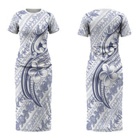 Hawaii Plumeria Lokelani Pikake Lei Couples Matching Short Sleeve Bodycon Dress and Long Sleeve Button Shirt Navy Blue Polynesian Tattoo LT9 - Polynesian Pride