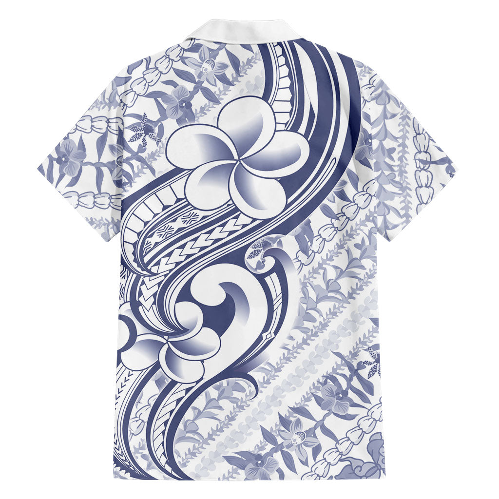 Hawaii Plumeria Lokelani Pikake Lei Family Matching Summer Maxi Dress and Hawaiian Shirt Navy Blue Polynesian Tattoo LT9 - Polynesian Pride