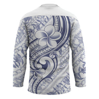 Hawaii Plumeria Lokelani Pikake Lei Hockey Jersey Navy Blue Polynesian Tattoo