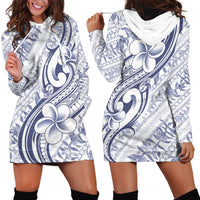 Hawaii Plumeria Lokelani Pikake Lei Hoodie Dress Navy Blue Polynesian Tattoo