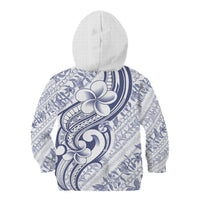 Hawaii Plumeria Lokelani Pikake Lei Kid Hoodie Navy Blue Polynesian Tattoo