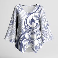 Hawaii Plumeria Lokelani Pikake Lei Kimono Sleeve Blouse Navy Blue Polynesian Tattoo