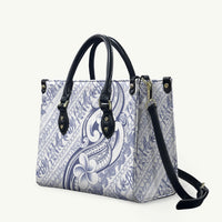 Hawaii Plumeria Lokelani Pikake Lei Leather Bag Navy Blue Polynesian Tattoo LT9 Navy Blue - Polynesian Pride