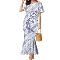 Hawaii Plumeria Lokelani Pikake Lei Mermaid Dress Navy Blue Polynesian Tattoo