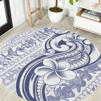 Hawaii Plumeria Lokelani Pikake Lei Round Carpet Navy Blue Polynesian Tattoo