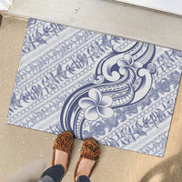 Hawaii Plumeria Lokelani Pikake Lei Rubber Doormat Navy Blue Polynesian Tattoo