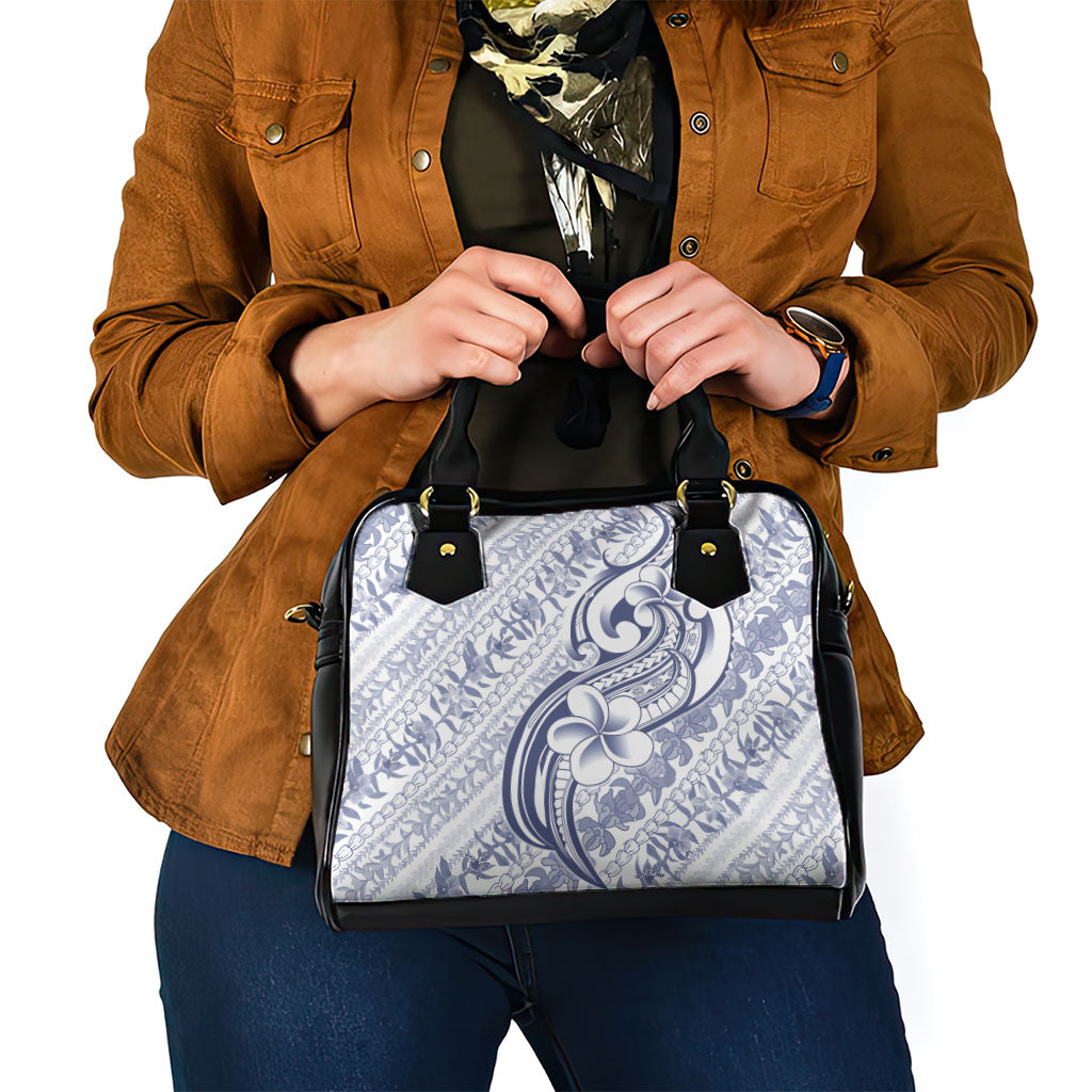Hawaii Plumeria Lokelani Pikake Lei Shoulder Handbag Navy Blue Polynesian Tattoo LT9 - Polynesian Pride