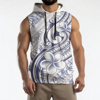 Hawaii Plumeria Lokelani Pikake Lei Sleeveless Hoodie Navy Blue Polynesian Tattoo