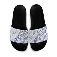 Hawaii Plumeria Lokelani Pikake Lei Slide Sandals Navy Blue Polynesian Tattoo