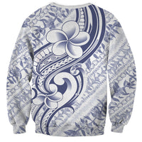 Hawaii Plumeria Lokelani Pikake Lei Sweatshirt Navy Blue Polynesian Tattoo