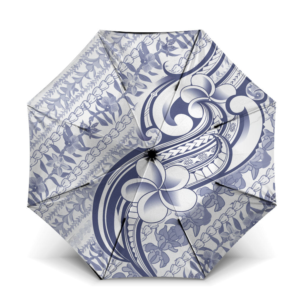 Hawaii Plumeria Lokelani Pikake Lei Umbrella Navy Blue Polynesian Tattoo