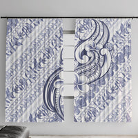 Hawaii Plumeria Lokelani Pikake Lei Window Curtain Navy Blue Polynesian Tattoo