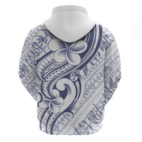 Hawaii Plumeria Lokelani Pikake Lei Zip Hoodie Navy Blue Polynesian Tattoo
