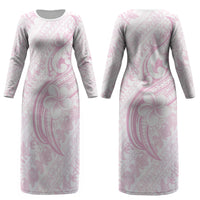 Hawaii Plumeria Lokelani Pikake Lei Couples Matching Long Sleeve Bodycon Dress and Hawaiian Shirt Poni Mama Polynesian Tattoo LT9 - Polynesian Pride
