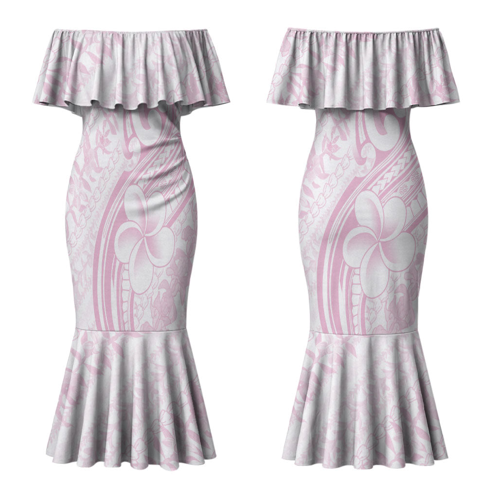 Hawaii Plumeria Lokelani Pikake Lei Couples Matching Mermaid Dress and Long Sleeve Button Shirt Poni Mama Polynesian Tattoo LT9 - Polynesian Pride