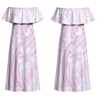 Hawaii Plumeria Lokelani Pikake Lei Couples Matching Off Shoulder Maxi Dress and Long Sleeve Button Shirt Poni Mama Polynesian Tattoo LT9 - Polynesian Pride