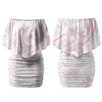 Hawaii Plumeria Lokelani Pikake Lei Couples Matching Off Shoulder Short Dress and Long Sleeve Button Shirt Poni Mama Polynesian Tattoo LT9 - Polynesian Pride
