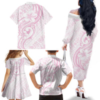 Hawaii Plumeria Lokelani Pikake Lei Family Matching Off The Shoulder Long Sleeve Dress and Hawaiian Shirt Poni Mama Polynesian Tattoo LT9 - Polynesian Pride