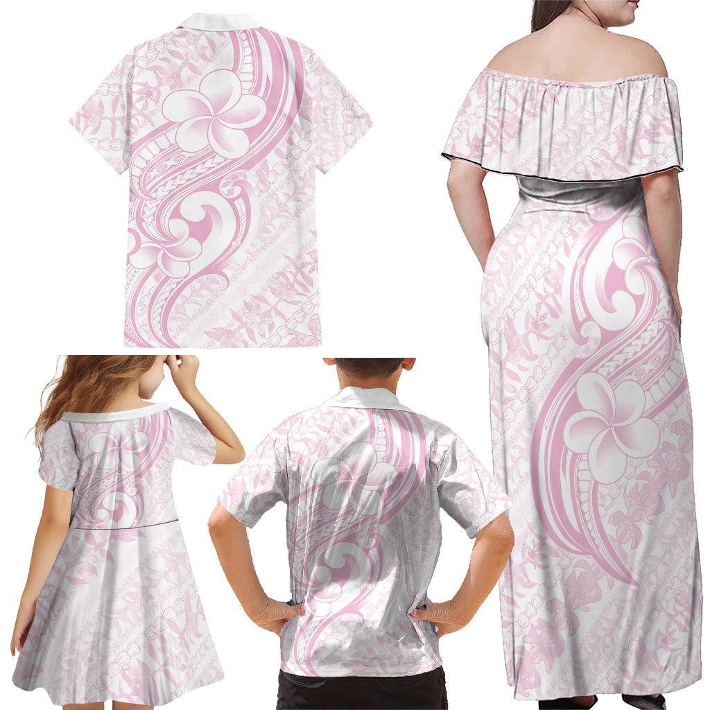Hawaii Plumeria Lokelani Pikake Lei Family Matching Off Shoulder Maxi Dress and Hawaiian Shirt Poni Mama Polynesian Tattoo LT9 - Polynesian Pride