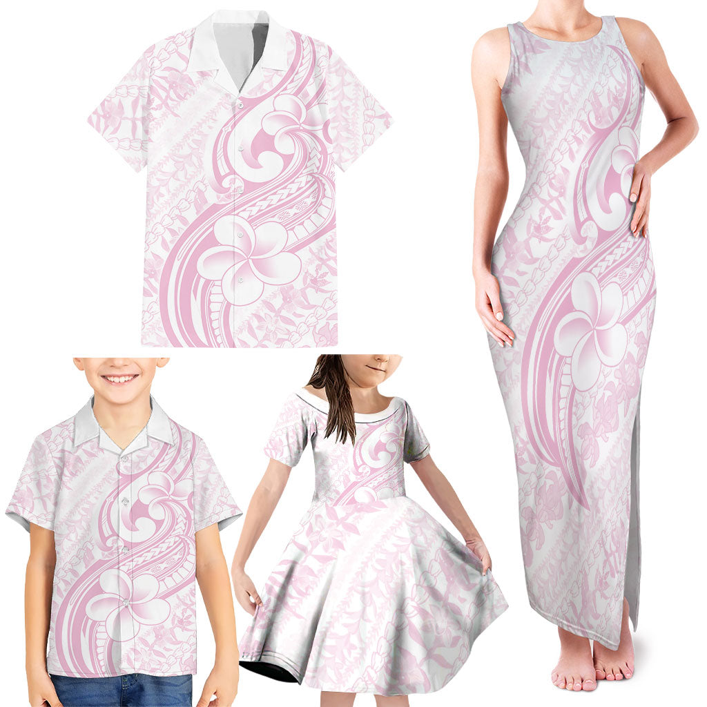 Hawaii Plumeria Lokelani Pikake Lei Family Matching Tank Maxi Dress and Hawaiian Shirt Poni Mama Polynesian Tattoo