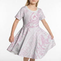 Hawaii Plumeria Lokelani Pikake Lei Kid Short Sleeve Dress Poni Mama Polynesian Tattoo LT9 - Polynesian Pride