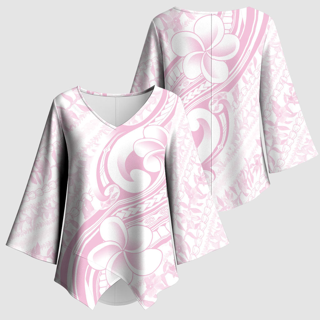 Hawaii Plumeria Lokelani Pikake Lei Kimono Sleeve Blouse Poni Mama Polynesian Tattoo