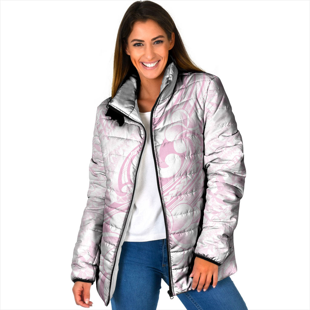 Hawaii Plumeria Lokelani Pikake Lei Padded Jacket Poni Mama Polynesian Tattoo