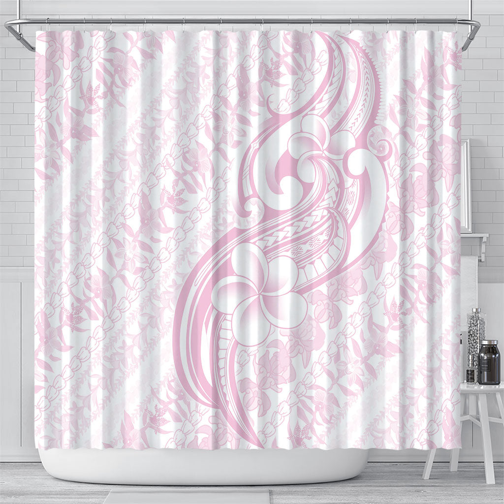 Hawaii Plumeria Lokelani Pikake Lei Shower Curtain Poni Mama Polynesian Tattoo