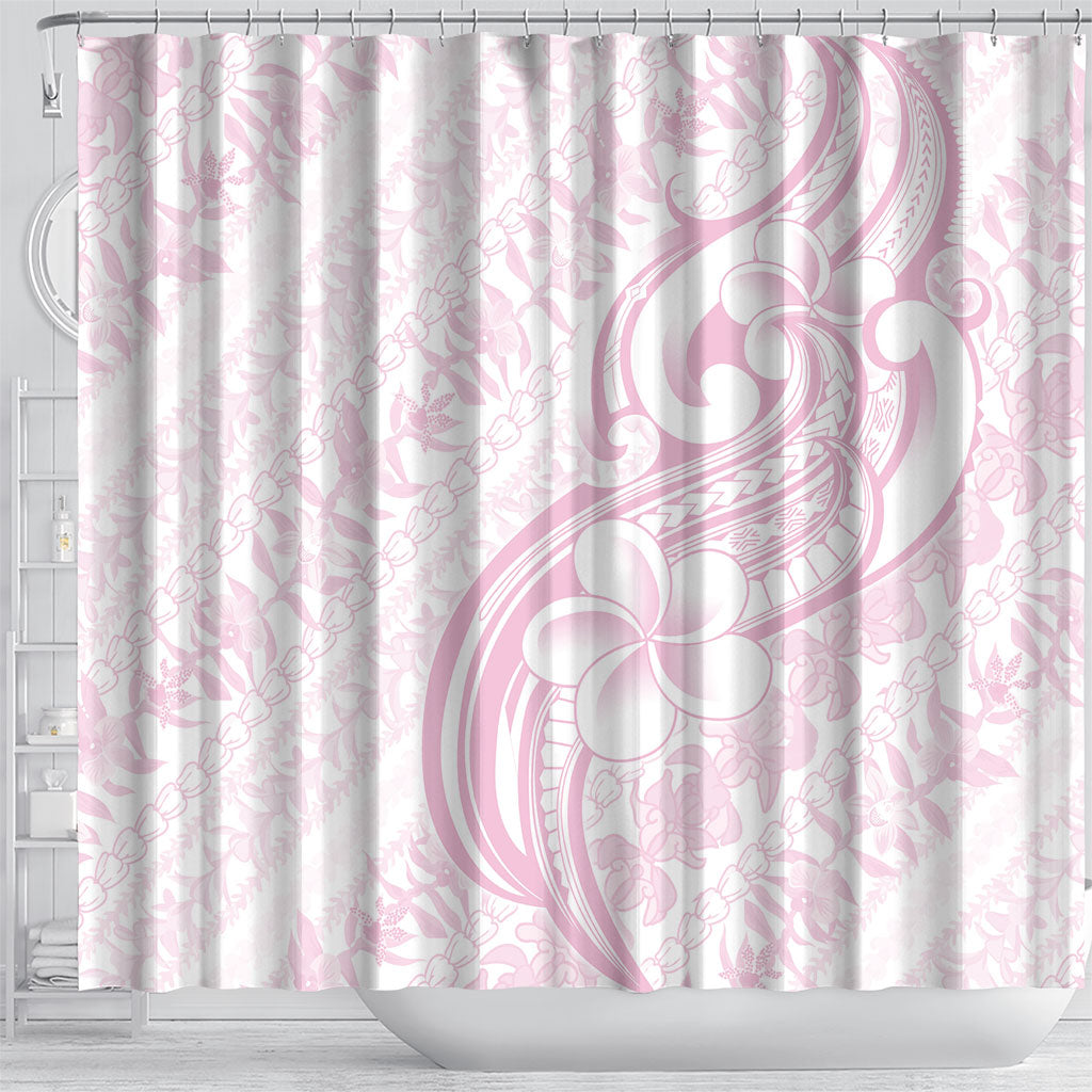 Hawaii Plumeria Lokelani Pikake Lei Shower Curtain Poni Mama Polynesian Tattoo