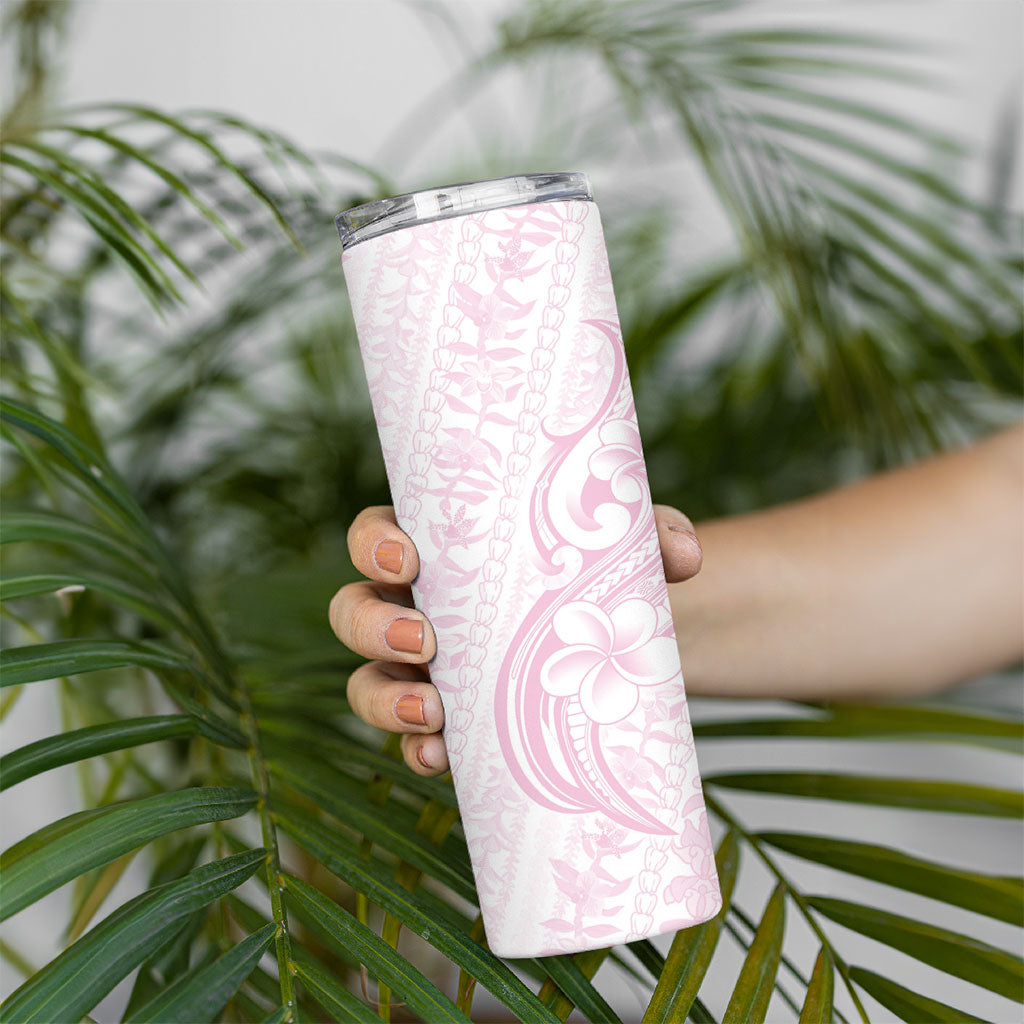 Hawaii Plumeria Lokelani Pikake Lei Skinny Tumbler Poni Mama Polynesian Tattoo LT9 - Polynesian Pride