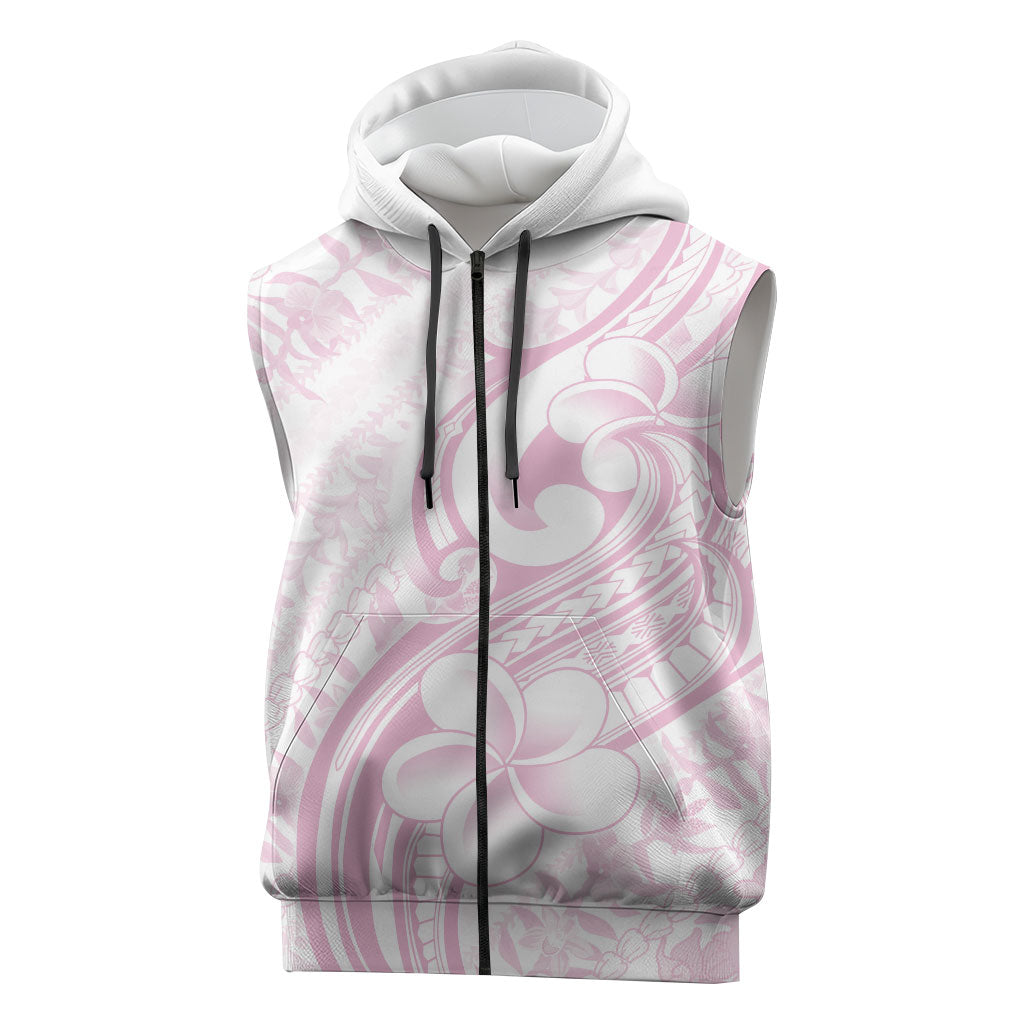 Hawaii Plumeria Lokelani Pikake Lei Sleeveless Zip Hoodie Poni Mama Polynesian Tattoo