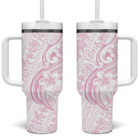Hawaii Plumeria Lokelani Pikake Lei Tumbler With Handle Poni Mama Polynesian Tattoo