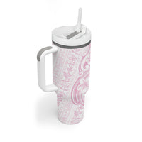 Hawaii Plumeria Lokelani Pikake Lei Tumbler With Handle Poni Mama Polynesian Tattoo