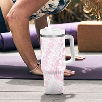 Hawaii Plumeria Lokelani Pikake Lei Tumbler With Handle Poni Mama Polynesian Tattoo