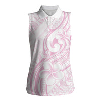 Hawaii Plumeria Lokelani Pikake Lei Women Sleeveless Polo Shirt Poni Mama Polynesian Tattoo LT9 Female Pink - Polynesian Pride