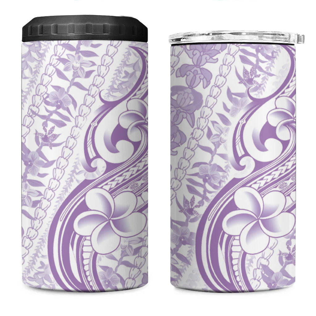 Hawaii Plumeria Lokelani Pikake Lei 4 in 1 Can Cooler Tumbler Poni Polynesian Tattoo