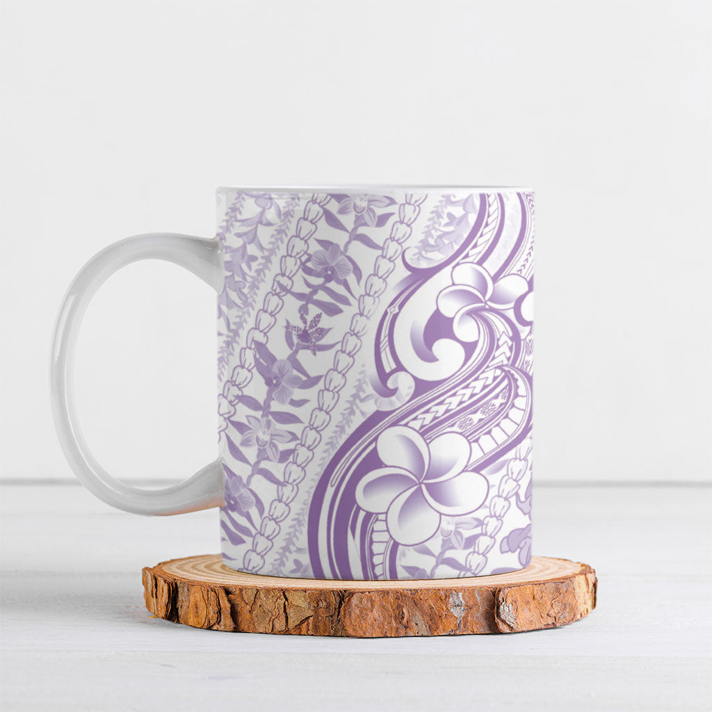 Hawaii Plumeria Lokelani Pikake Lei Ceramic Mug Poni Polynesian Tattoo