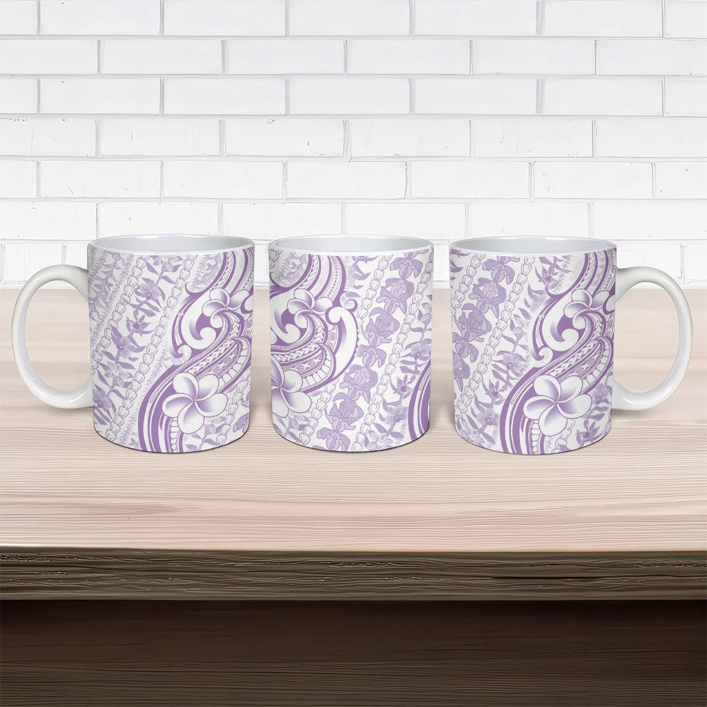 Hawaii Plumeria Lokelani Pikake Lei Ceramic Mug Poni Polynesian Tattoo
