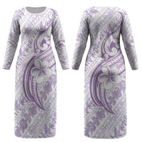 Hawaii Plumeria Lokelani Pikake Lei Couples Matching Long Sleeve Bodycon Dress and Long Sleeve Button Shirt Poni Polynesian Tattoo LT9 - Polynesian Pride