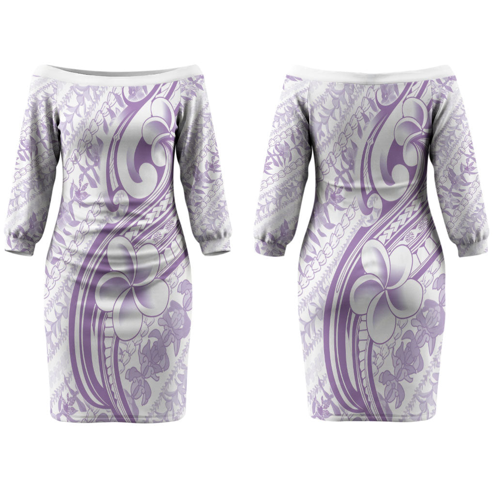 Hawaii Plumeria Lokelani Pikake Lei Couples Matching Off The Shoulder Long Sleeve Dress and Hawaiian Shirt Poni Polynesian Tattoo LT9 - Polynesian Pride