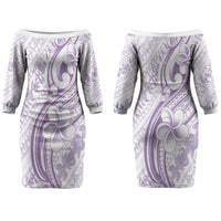 Hawaii Plumeria Lokelani Pikake Lei Couples Matching Off The Shoulder Long Sleeve Dress and Hawaiian Shirt Poni Polynesian Tattoo LT9 - Polynesian Pride